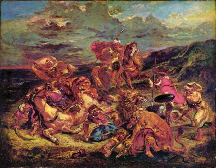 Eugene Delacroix Lion Hunt Germany oil painting art
